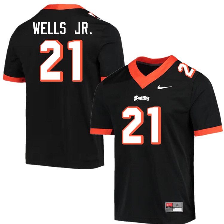 Men #21 David Wells Jr. Oregon State Beavers College Football Jerseys Stitched-Throwback